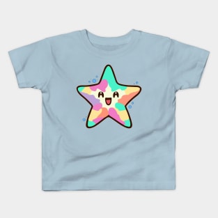 Happy smiling baby starfish with bubbles. Kawaii cartoon Kids T-Shirt